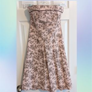 Pink and Brown Strapless Toile Dress Size 9